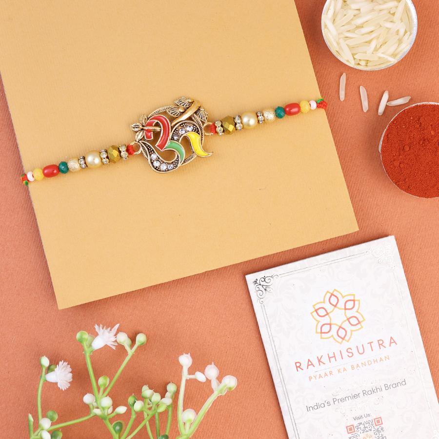 Ganesh Rakhi gift set with Roli Tika and Message card 1