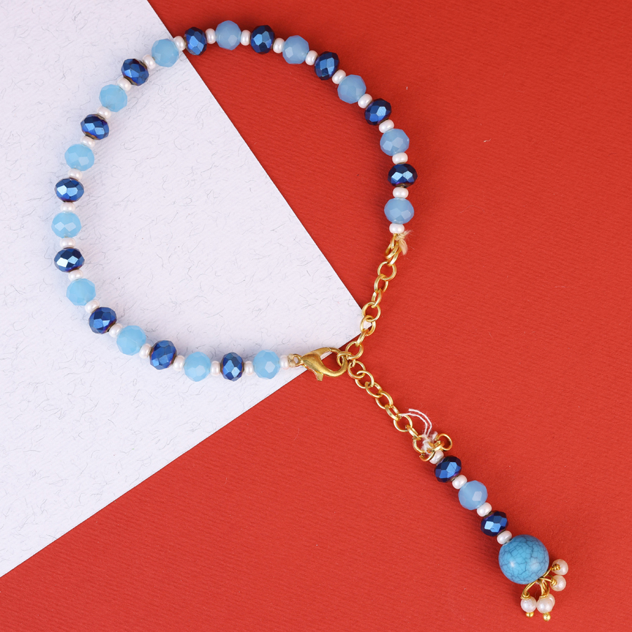 Stylish Evil Eye Rakhi with roli tika and message card 1