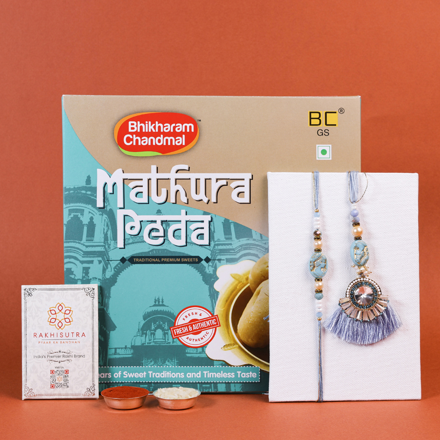 Bhaiya Bhabi Rakhi gift set with sweets 1