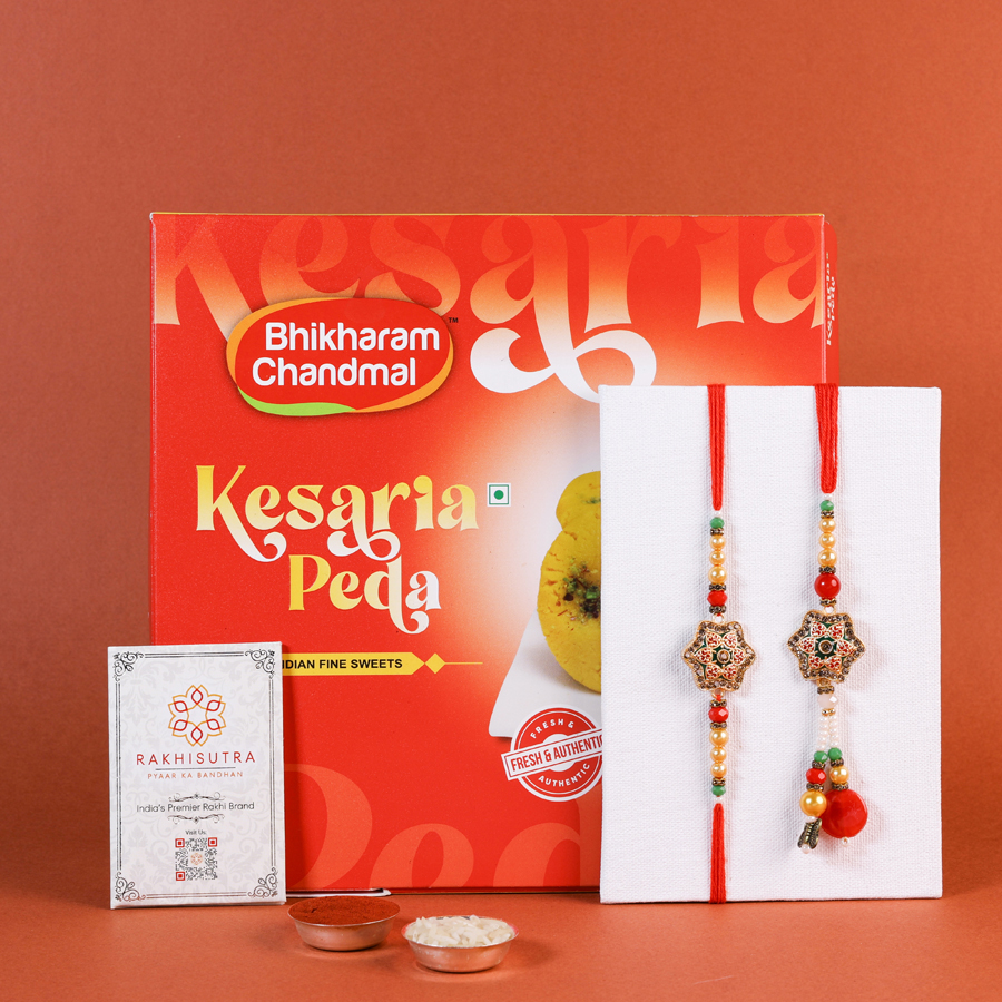 Bhaiya Bhabi Rakhi hamper with sweets and roli tika 1