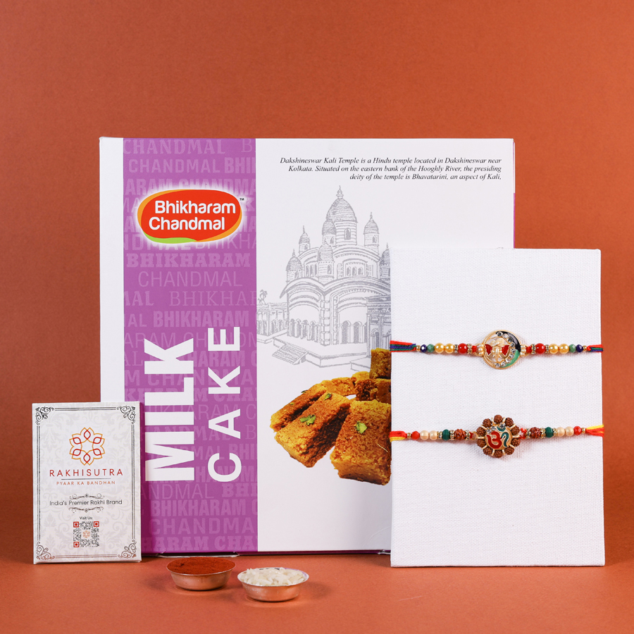 Auspicious Rakhi sweets hamper with blessings 1