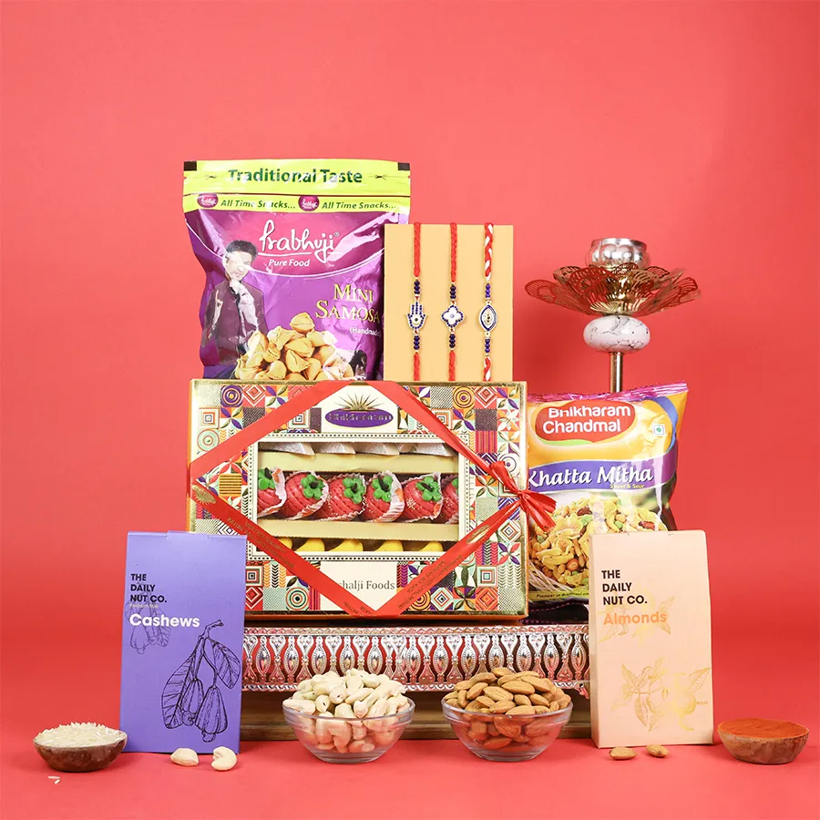 Evil Eye Rakhi Festivity Set with sweets and nuts 1