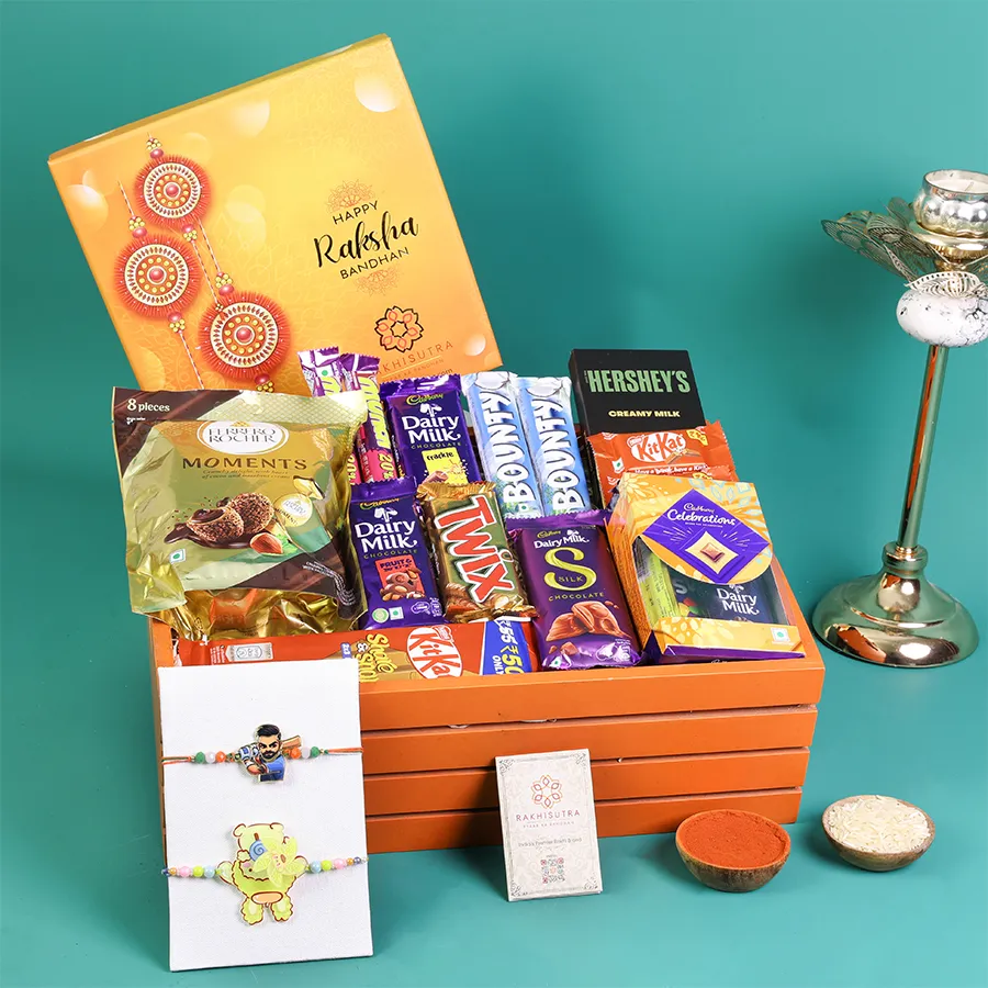 Kids Virat Kohli Rakhi and chocolate gift box for Raksha Bandhan. 1