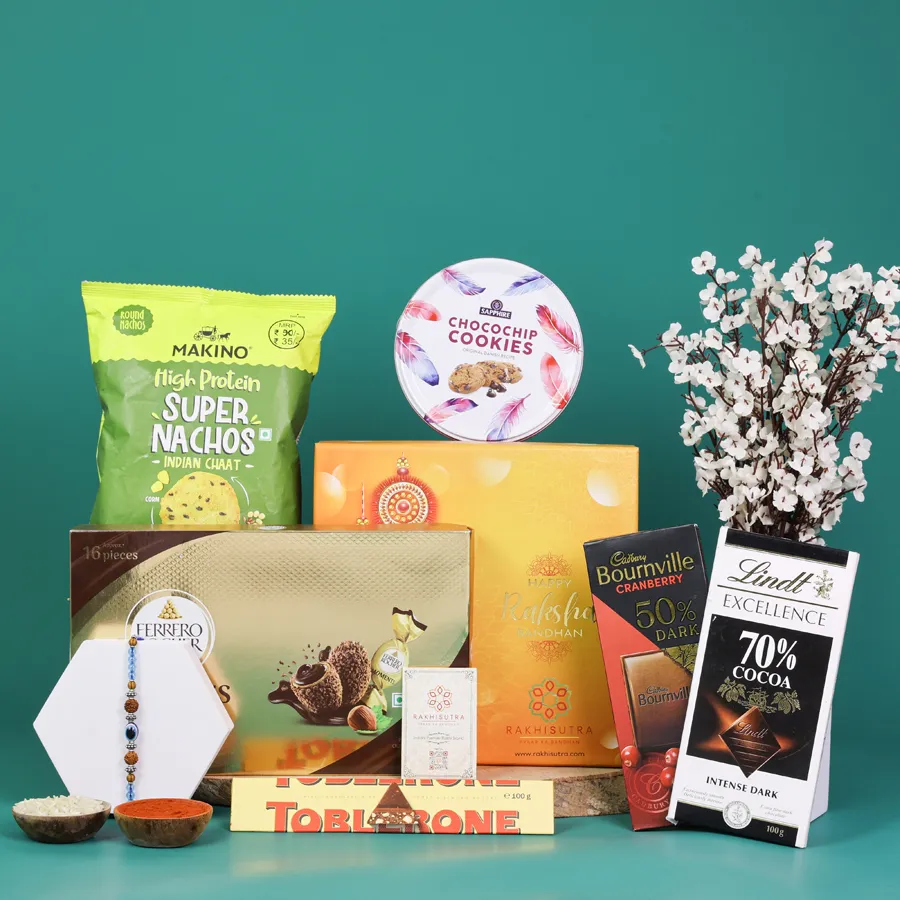 Exquisite Rakhi Treat Box with gourmet snacks 1